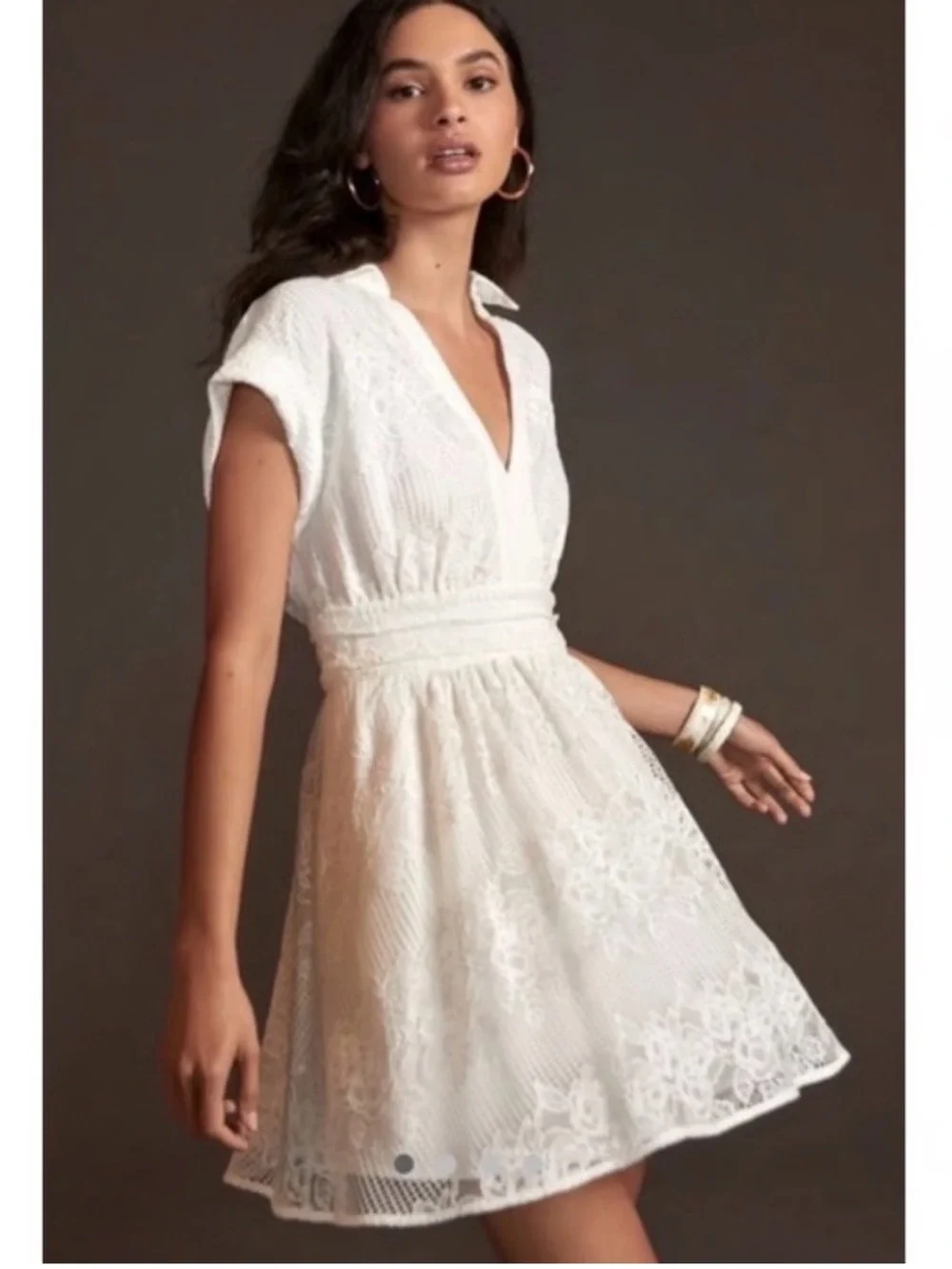 zimmermann lace dress white Zimmermann Long Sleeve Mini Dress Mae Ivory Guipure Lace-Trim Linen Si –  Celebrity Owned